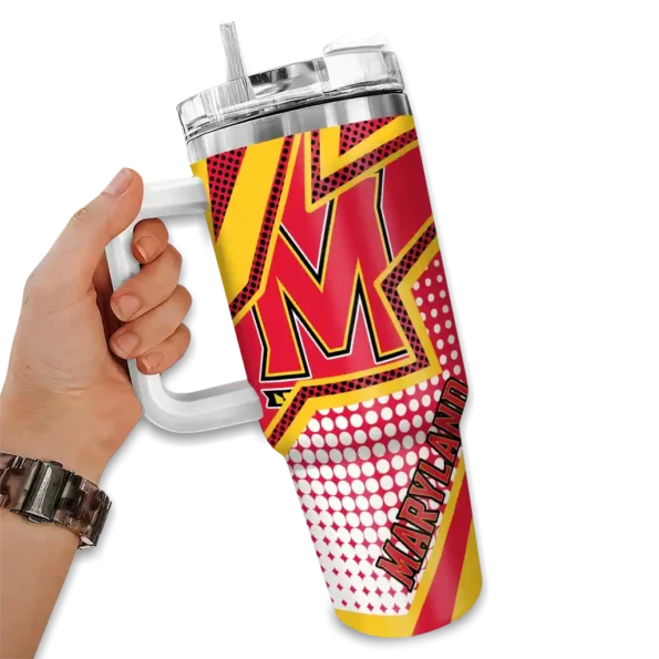 personalized maryland terrapins arrow burst red curved tumbler fashion forward.webp
