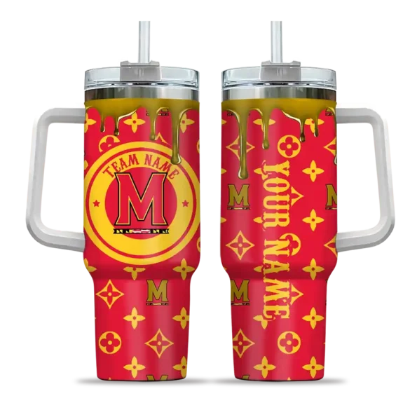 personalized maryland terrapins bullseye drips red curved tumbler best selling.webp