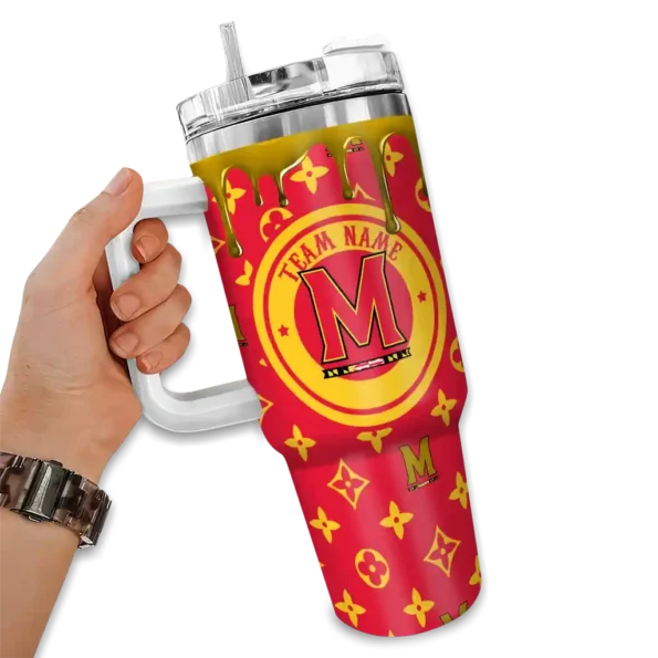 personalized maryland terrapins bullseye drips red curved tumbler fashion forward.webp