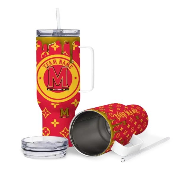 personalized maryland terrapins bullseye drips red curved tumbler high quality.webp