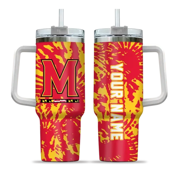 personalized maryland terrapins burst swirl red curved tumbler best selling.webp