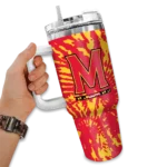 personalized maryland terrapins burst swirl red curved tumbler best selling.webp