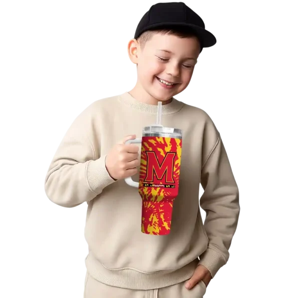 personalized maryland terrapins burst swirl red curved tumbler latest model.webp