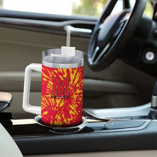 personalized maryland terrapins burst swirl red curved tumbler trendy.webp