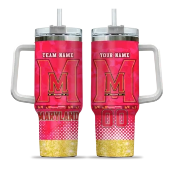 personalized maryland terrapins geometric prism red curved tumbler best selling.webp