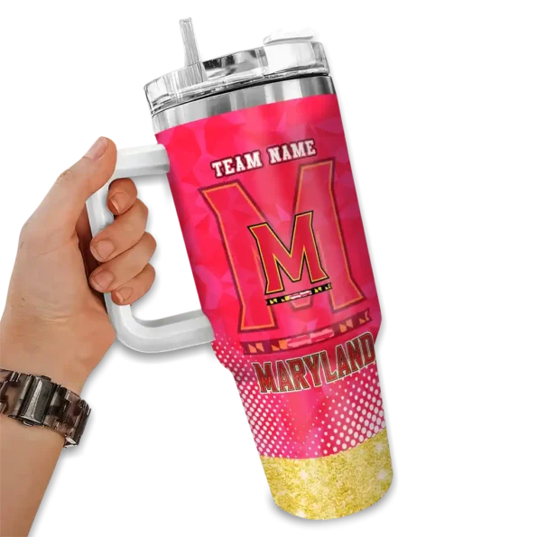 personalized maryland terrapins geometric prism red curved tumbler fashion forward.webp