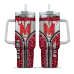 personalized maryland terrapins leopard zipper red curved tumbler best selling.webp