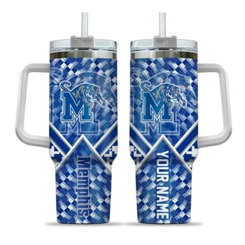 personalized memphis tigers chevron angle blue curved tumbler best selling.webp