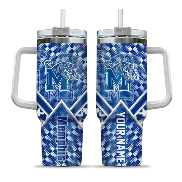 personalized memphis tigers chevron angle blue curved tumbler best selling.webp