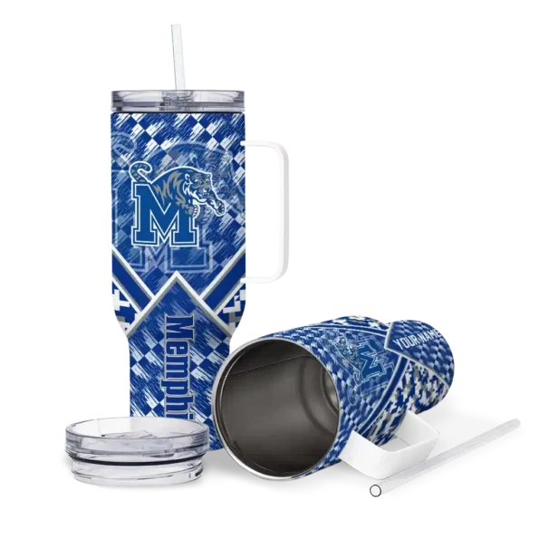 personalized memphis tigers chevron angle blue curved tumbler high quality.webp