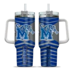 personalized memphis tigers chevron layers blue curved tumbler best selling.webp