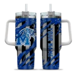 personalized memphis tigers claw cut blue black curved tumbler best selling.webp
