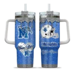 personalized memphis tigers heart helmet motif blue curved tumbler best selling.webp