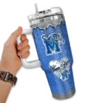 personalized memphis tigers heart helmet motif blue curved tumbler best selling.webp