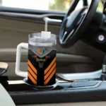 personalized miami hurricanes arrow armor orange black curved tumbler best selling.webp
