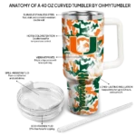 personalized miami hurricanes camo mashup orange white curved tumbler best selling.webp