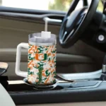 personalized miami hurricanes camo mashup orange white curved tumbler best selling.webp