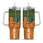personalized miami hurricanes chevron stripe orange curved tumbler best selling.webp