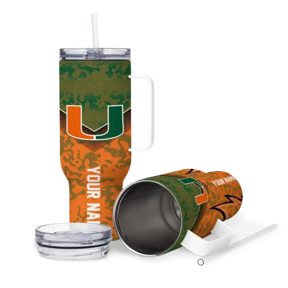 personalized miami hurricanes chevron stripe orange curved tumbler high quality.webp