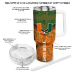 personalized miami hurricanes chevron stripe orange curved tumbler best selling.webp