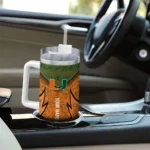 personalized miami hurricanes chevron stripe orange curved tumbler best selling.webp