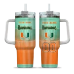 personalized miami hurricanes gradient dots orange curved tumbler best selling.webp
