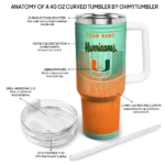 personalized miami hurricanes gradient dots orange curved tumbler best selling.webp