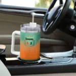 personalized miami hurricanes gradient dots orange curved tumbler best selling.webp
