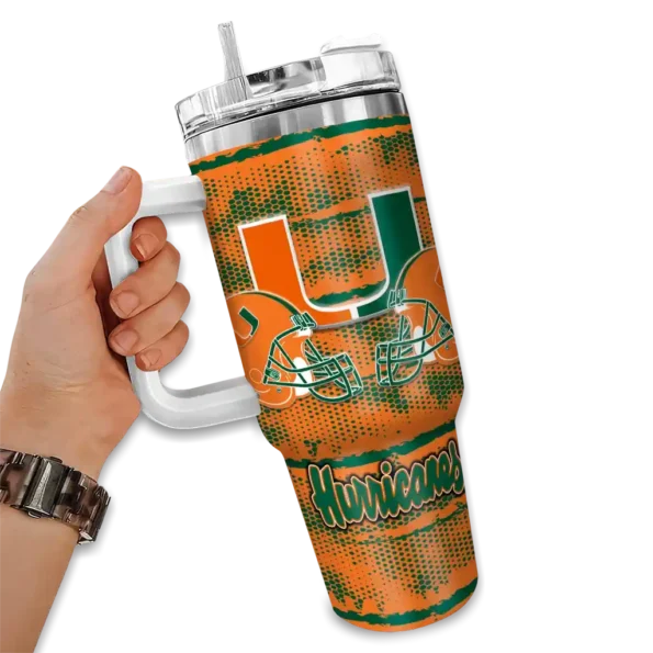 personalized miami hurricanes honey streaks orange curved tumbler fashion forward.webp