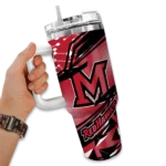 personalized miami redhawks abstract paths red curved tumbler best selling.webp