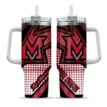personalized miami redhawks arrow burst red curved tumbler best selling.webp