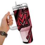 personalized miami redhawks arrow burst red curved tumbler best selling.webp