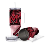 personalized miami redhawks arrow burst red curved tumbler best selling.webp