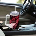 personalized miami redhawks arrow burst red curved tumbler best selling.webp