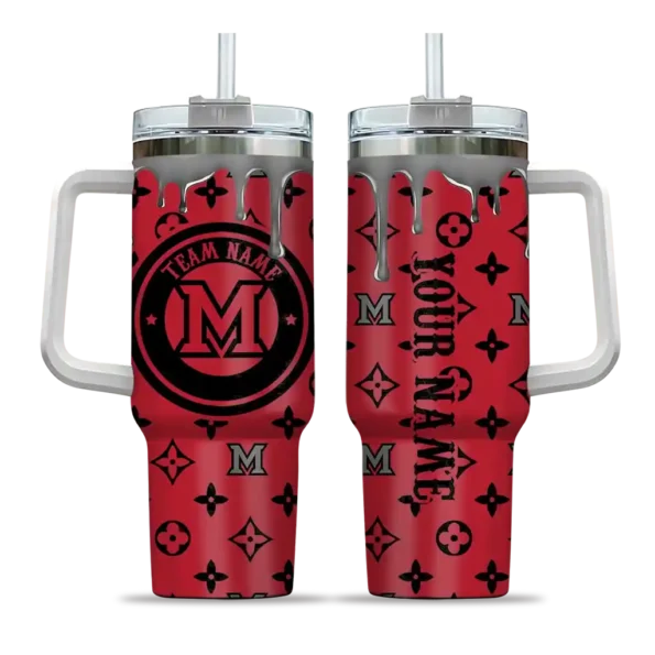 personalized miami redhawks bullseye drips red curved tumbler best selling.webp