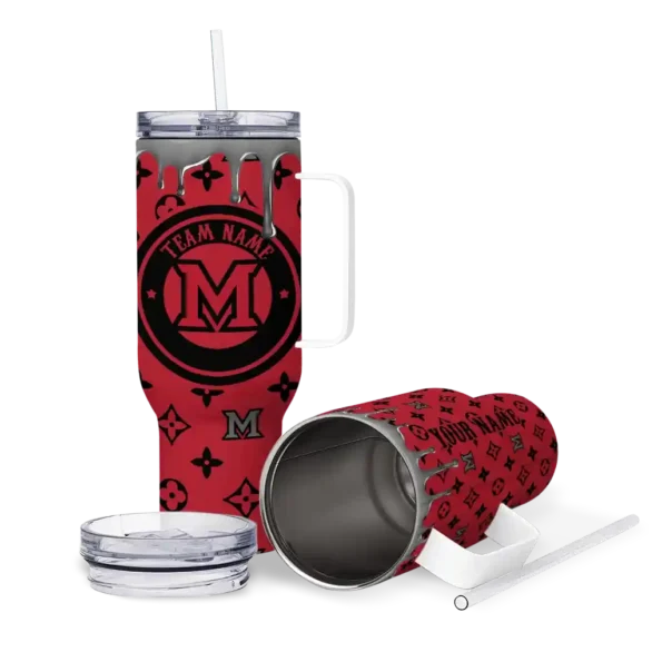 personalized miami redhawks bullseye drips red curved tumbler high quality.webp