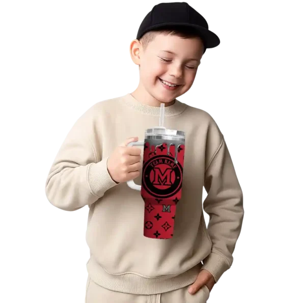 personalized miami redhawks bullseye drips red curved tumbler latest model.webp