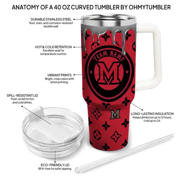 personalized miami redhawks bullseye drips red curved tumbler new arrival.webp