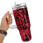 personalized miami redhawks burst swirl red curved tumbler best selling.webp