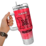 personalized miami redhawks geometric prism red curved tumbler best selling.webp