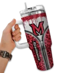 personalized miami redhawks leopard zipper red curved tumbler best selling.webp