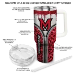 personalized miami redhawks leopard zipper red curved tumbler best selling.webp