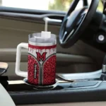 personalized miami redhawks leopard zipper red curved tumbler best selling.webp