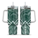 personalized michigan state spartans chevron angle green curved tumbler best selling.webp