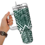 personalized michigan state spartans chevron angle green curved tumbler best selling.webp