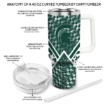 personalized michigan state spartans chevron angle green curved tumbler best selling.webp