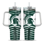 personalized michigan state spartans chevron layers green curved tumbler best selling.webp