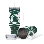 personalized michigan state spartans chevron layers green curved tumbler best selling.webp
