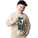personalized michigan state spartans chevron layers green curved tumbler best selling.webp