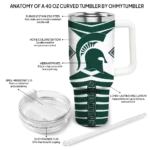 personalized michigan state spartans chevron layers green curved tumbler best selling.webp
